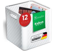 Novaliv 12x boîte 30x30x30 cm blanc boîtes pour étagère Kallax paniers 30x30 boîte de rangement étagère comme armoire caisses idéales comme caisses pour étagère Kallax boîtes pliantes 30x30x30 cm boît