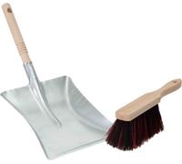 Novaliv 1x Set pelle de balayage galvanisé Arenga et Elaston Balayette et pelle Set de balayage dustpan and brush Set de balayage manuel Balayette Arengaborsten Balayette poils Elaston Balayette manue