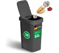 Novaliv 2 pièces Poubelle 50L avec couvercle 2en1, couvercle rabattable & couvercle basculant, Poubelle élégante anti-odeur pour cuisine ménage bureau, Poubelle Poubelle Bin Trash Poubelle plastique