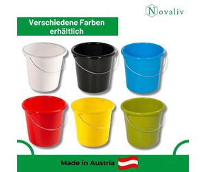 Novaliv 20 seaux 5L Jaune avec graduation - Seau de nettoyage 5 litres ⌀ 22,5 cm Pratique et polyvalent avec graduation pour le ménage & le jardin idéal comme seau de ménage, seau à eau, seau d'essuya