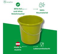 Novaliv 20 seaux 5L Vert avec graduation - Seau de nettoyage 5 litres ⌀ 22,5 cm Pratique et polyvalent avec graduation pour le ménage & le jardin idéal comme seau de ménage, seau à eau, seau d'essuyag