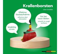 Novaliv 2x balai à griffes avec manche 30cm, balai spécial poils courbes poils rouge jaune -idéal comme balai de jardin, balai à gratter, balai pour gazon synthétique, optimal pour le camping, balai d