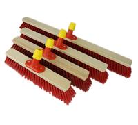 Novaliv 2x balai de rue avec manche 80 cm I bois I élaston rouge I gros balai industriel balai de rue large balai de jardin balai d'extérieur balai d'extérieur