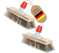 Novaliv 2x balai métallique robuste Mousse - Elimination efficace de la mousse, brosse métallique, 6 rangées de poils métalliques, pour pavés & jardin, balai en acier, gratte-mousse, balai à pizza, br