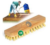 Novaliv 2X Balais en bois avec poils en plastique filetés | Brosse de sol PPN | Idéal pour le nettoyage du balcon, de la terrasse, du jardin, des zones intérieures et extérieures, balai sans manche