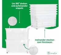 Novaliv 2x Boîtes de rangement avec couvercle Grand 55L Anthracite Empilable avec fermeture à clip Boîtes à roulettes Plastique sans BPA 61x40x32,5 cm