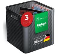 Novaliv 3x Box 30x30x30 cm Boîtes en plastique pour étagère Kallax Paniers 30x30 Boîte de rangement comme armoire Caisses idéales comme caisses pour étagère Kallax Boîtes pliantes 30x30x30 cm Falt box