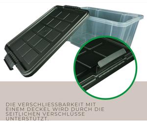 Novaliv 4 pcs. Set économique boîte de rangement avec couvercle anthracite 2x 55 L + 2x 28 L empilable emboîtable fermeture clip boîtes à roulettes sans BPA
