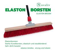 Novaliv 4x balai de rue 80 cm I avec manche I Elaston rouge I manche télescopique I balai pour l'extérieur I balai industriel balai de jardin balai à neige balai universel