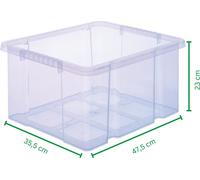 Novaliv 4x boîtes de rangement avec couvercle 27L transparentes Nestbar boîtes de rangement empilables avec fermeture à clip boîte en plastique BPA-free 46,5x36,5x24 cm