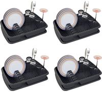 Novaliv 4x Organiseur de vaisselle ANTHRACITE GRIS 40 x 30 cm - Egouttoir de vaisselle - Usage polyvalent pour cuisine & lavabo petit - Porte-couverts et vaisselle Dish Rack