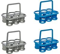 Novaliv 4x porte-bouteilles pour 24 bouteilles - maintien stable - panier à boissons en plastique, empilable, 32x23x28cm BLEU ARGENT- Idéal pour la cuisine & la cave Panier à boissons Porte-bière Port