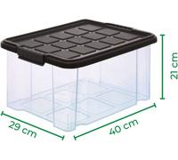 Novaliv 6 pcs. Set économique de boîtes de rangement avec couvercle transparent 2x55 L + 4x 15L empilables emboîtables fermeture à clip Boîtes à roulettes sans BPA