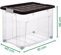 Novaliv 6x boîtes de rangement avec couvercle Grand 80L Anthracite emboîtable empilable avec fermeture à clip Boîtes à roulettes plastique BPA-free 61x40x45 cm