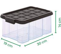 Novaliv 7 pcs. Set économique de boîtes de rangement avec couvercle transparent 1x55 L + 2x 15L + 4x 5L empilables emboîtables fermeture clip boîtes à roulettes sans BPA