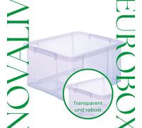 Novaliv 8x boîtes de rangement avec couvercle Grand 80L Anthracite emboîtable empilable avec fermeture à clip Boîtes à roulettes plastique BPA-free 61x40x45 cm