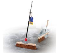 Novaliv Balai de 40 cm avec manche - Balai en coco - Mélange de poils - Avec balayette galvanisée - Composé d'une pelle et d'une balayette - Poils naturels - Idéal comme balai d'atelier, de salle de