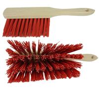 Novaliv Balai de rue 80 cm manche bois Set I Balai pelle et balayette I Elaston rouge I avec filetage I Balai industriel Balai de jardin avec manche Balai à neige Balai universel