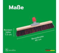 Novaliv Balai de rue avec manche 50 cm poils Arenga-Elaston in arniture de balayage galvanisée composée d'une tôle de balayage et d'une balayeuse à main Idéal comme balai de jardin Balai de terras