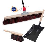 Novaliv Balai de rue avec manche 60 cm Arenga-Elaston Poils in arniture de balayage galvanisée avec lèvre en caoutchouc se composant d'une tôle de balayage & d'un balai à main Balai de jardin idéa