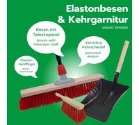 Novaliv Balai de rue avec manche 60 cm Poils en élaston in arniture de balayage galvanisée avec lèvre en caoutchouc composée d'une tôle de balayage & d'un balai à main Balai de jardin idéal Balai