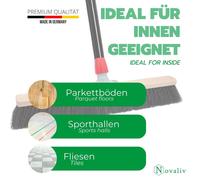 Novaliv Balai de salle Balai avec manche 40 cm poils Balai en crin de cheval y compris garniture de balayage noire composée d'une tôle de balayage et d'un balai à main balai fin Idéal comme balai d'at