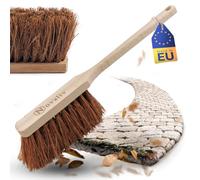 Novaliv Balayette à manche long de qualité supérieure de 45 cm avec manche en bois, poils fins en coco pour un nettoyage efficace, polyvalente, atelier, poussière, saleté, cheveux, durable, facile à