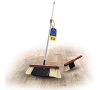 Novaliv Balayette et balai d'intérieur avec manche - Mélange de poils de cheval - Poils d'animaux fins - Balayette en bois - Brosse à main
