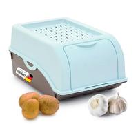 Novaliv Boîte de conservation pour pommes de terre | petite 3,5L | TURQUOISE | Boîte à oignons | Boîte à légumes empilable Boîte à pommes de terre Boîte à oignons Conservation des pommes de terre