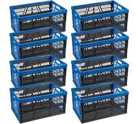 Novaliv Boîte pliante 45l Bleu Set de 8 - Boîte en osier pliable avec poignées pratiques - Boîte de rangement polyvalente