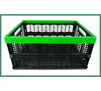 Novaliv Boîtes pliantes stables | 10x 30L Vert Noir baskets Caisse à provisions| Caisses pliantes Set Boîte à porter Rangement Paniers à provisions Paniers de rangement Cuisine