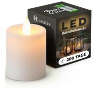 Novaliv Bougie LED d'extérieur Blanche - Bougie Funéraire avec Batterie - Flamme Vacillante - Éclairage d'Ambiance pour Cimetière