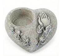 Novaliv Décoration funéraire, en forme de cœur, avec lanterne et ange de tombe en prière, pour cimetière, 1 pièce