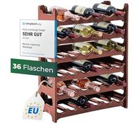 Novaliv Étagère à bouteilles pour 36 bouteilles en plastique extensible - Étagère à vin empilable - Marron - Système d'étagère pour boissons, armoire à bouteilles, étagère à spiritueux