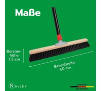 Novaliv Grand balai 2x balai de salle 60 cm avec manche poils poils synthétiques balai fin Idéal comme balai d'atelier avec manche balai d'atelier balai industriel balai de maison balai de chambre bal