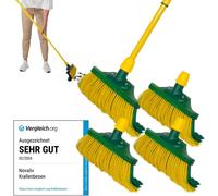 Novaliv Jeu de balais à griffes 30 cm bois avec manche télescopique poils courbes Balai de jardin Balai de rue Balai à feuilles (4, 30 cm balai avec manche)
