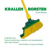 Novaliv Jeu de balais à griffes 30 cm bois avec manche télescopique poils courbes Balai de jardin Balai de rue Balai à feuilles (4, 40 cm balai avec manche)