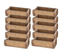 Novaliv Lot de 10 caisses en bois vintage 30 x 15 x 10 cm en forme de brique ancienne en bois recy haque forme est unique - Boîte cadeau