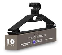 Novaliv Lot de 10 cintres noirs - Crochet rotatif à 360° - Rainures antidérapantes - Pour chemises, chemisiers, jupes, robes et jeans - Peu encombrant - 100 % plastique recyclé