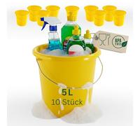 Novaliv Lot de 10 seaux de 5 l jaune avec graduation dimensionnelle - Seau de nettoyage de 5 litres ? 22,5 cm - Pratique et polyvalent avec graduation pour la maison et le jardin - Idéal comme seau