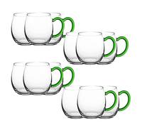 Novaliv Lot de 12 verres à vin avec anse verte - 250 ml - Verres à vin blanc - Verres à vin chaud - Verres à thé avec anse