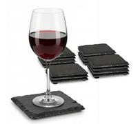 Novaliv Lot de 16 dessous de verre en ardoise I 10 x 10 cm I Carrés I Dessous de verre pour bougies, plateaux d'ardoise, plateau de service, set de table en ardoise et tasse à sus