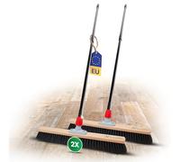 Novaliv Lot de 2 Balais à Crin de Cheval Noir Avec Manche Télescopique Extensible de 60 cm I Large Balai Domestique et d'Atelier