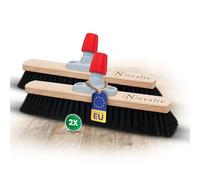 Novaliv Lot de 2 balais à crins de 40 cm - Tête de balai sans manche - Crin de cheval noir - Large balai à balayer pour la maison, l'atelier, le balcon