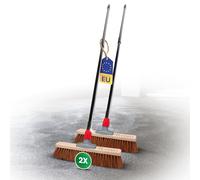 Novaliv Lot de 2 balais en coco 40 cm avec manche télescopique en poils de coco naturels - Balai d'atelier avec manche - Balai industriel - Balai de maison - Balai de peinture - Balai de terrasse -
