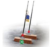 Novaliv Lot de 2 balais en coco de 40 cm avec manche en poils de coco naturels Idéal comme balai d'atelier avec manche - Balai industriel - Balai de maison - Balai de peinture - Balai de terrasse -