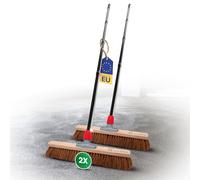 Novaliv Lot de 2 balais en coco de 50 cm avec manche en poils de coco naturels Idéal comme balai d'atelier avec manche - Balai industriel - Balai de maison - Balai de peinture - Balai de terrasse -