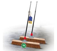 Novaliv Lot de 2 balais en coco de 60 cm avec manche télescopique en poils de coco naturels - Balai d'atelier avec manche - Balai industriel - Balai de maison - Balai de peinture - Balai de terrasse -