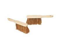 Novaliv Lot de 2 balayettes à main en fibre de coco - Balai à poils souples - Balayette industrielle - Balai en bois - Pour le camping