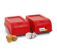 Novaliv Lot de 2 Boîtes de Rangement pour Pommes de Terre et Oignons - 3,5 L - Rouge - Empilables - Pour Légumes et Fruits